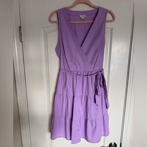 J. Crew Purple Sleeveless Midi Dress with POCKETS